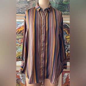 Free people satin stripe blouse size small